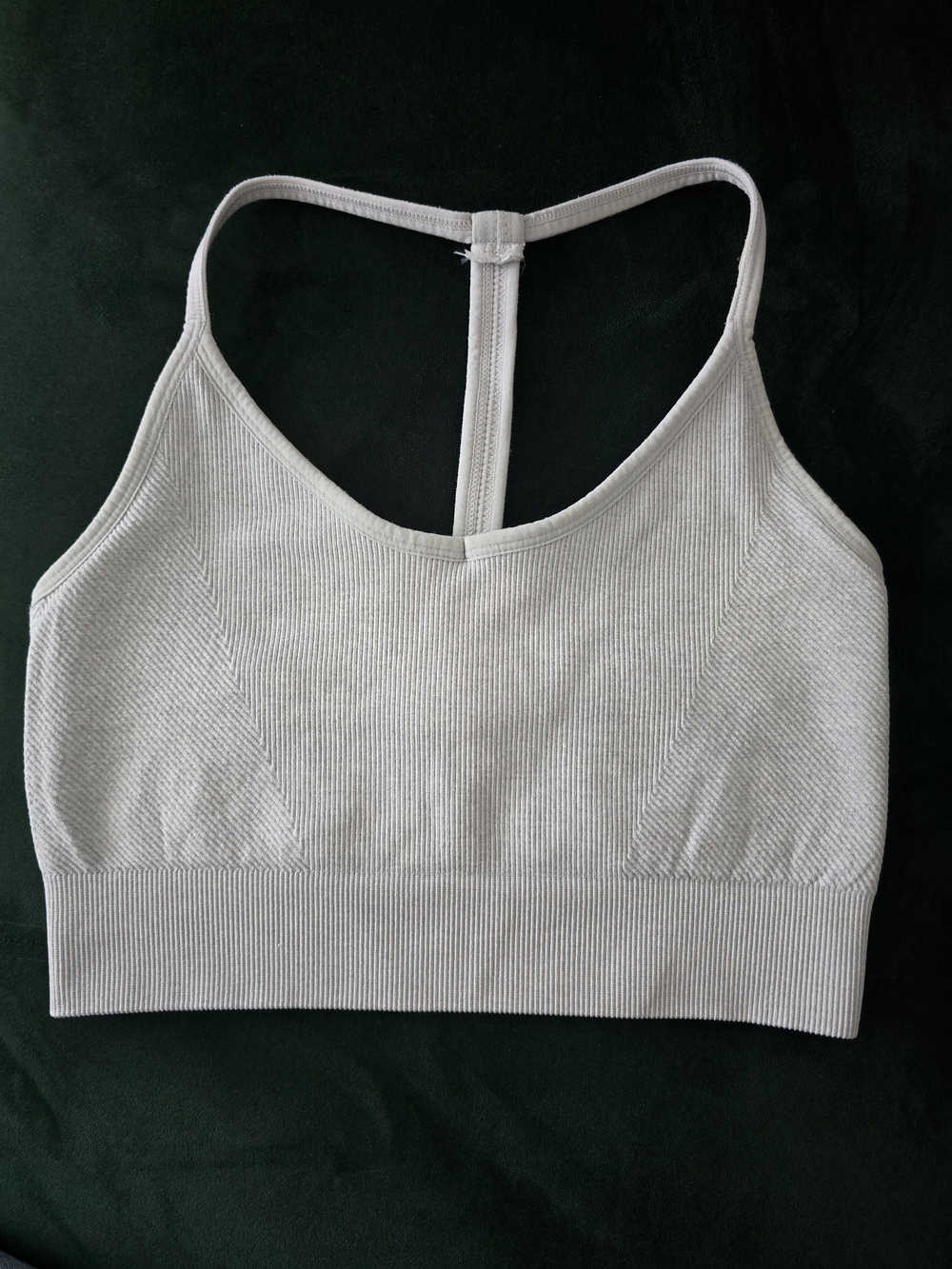 Yogalicious Ribbed T-Back Bralette in Light Gray Size M
